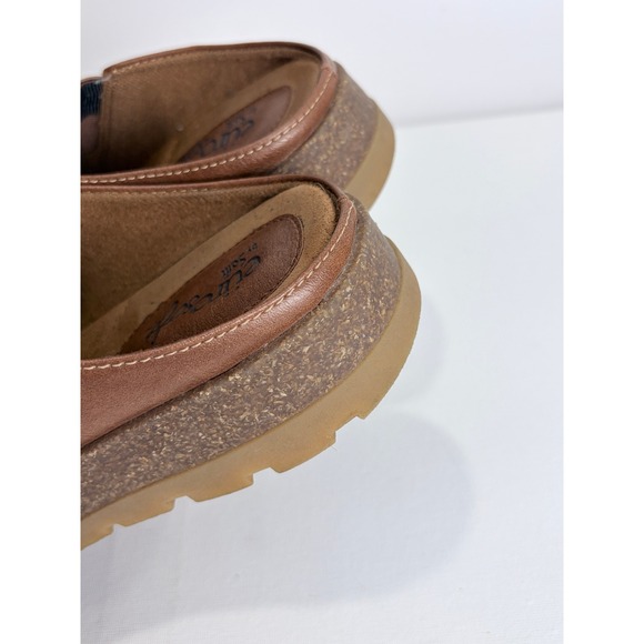EuroSoft by Sofft Women Brown Leather Mule Clogs Comfort Shoes Ruched Slip On 8M - Picture 9 of 11